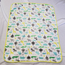 Carters Jungle Zoo Safari Animals Yellow Gray Blue Elephant Giraffe Blanket - £17.02 GBP