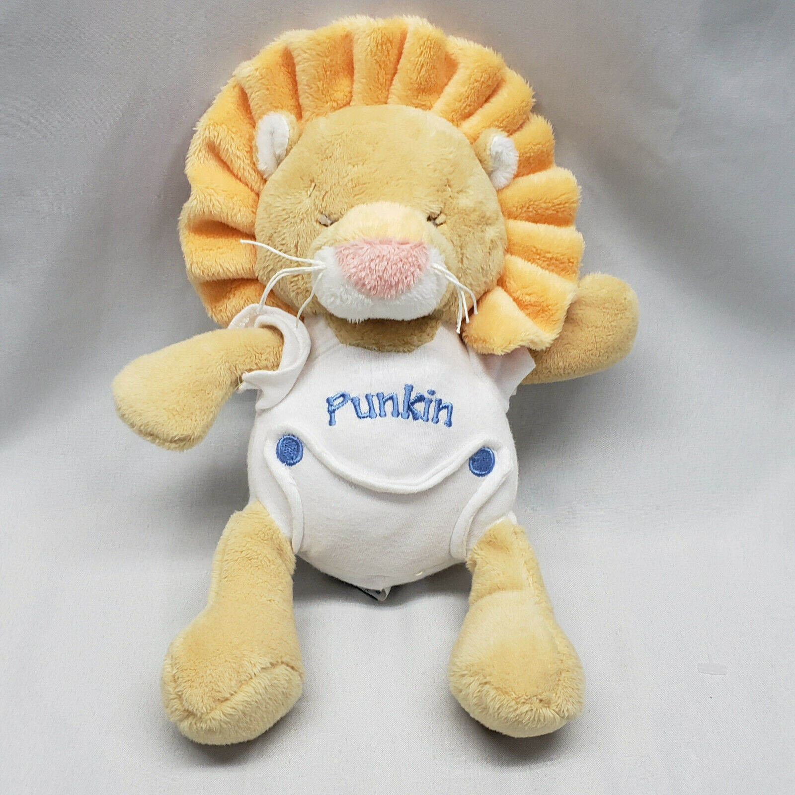 Primary image for Ganz Punkin Stuffed Plush Baby Lion Tan Orange White Blue Rattle Chime Toy 10"