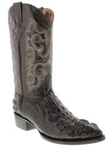 Mens Brown Cowboy Boots Real Leather Embossed Crocodile Head Cut Western J Toe - $89.37