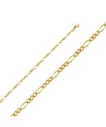 Genuine 14k Yellow Gold 3.1mm Yellow Pave 3+1 Figaro Chain 7&quot; Women&#39;s Br... - $514.81 CAD