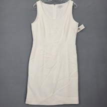 Tahari Women Dress Size 10 White Cloud Midi Stretch Sleeveless Preppy A-Line Zip - £16.24 GBP