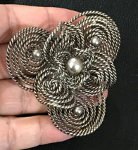 VINTAGE FRENCH SIGNED POGGI PARIS SILVER FLOWER PIN BROOCH - $175.00