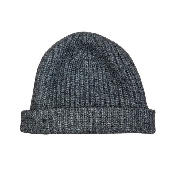 Brooks Brothers Gray Ribbed Cashmere Beanie Unisex - $39.59