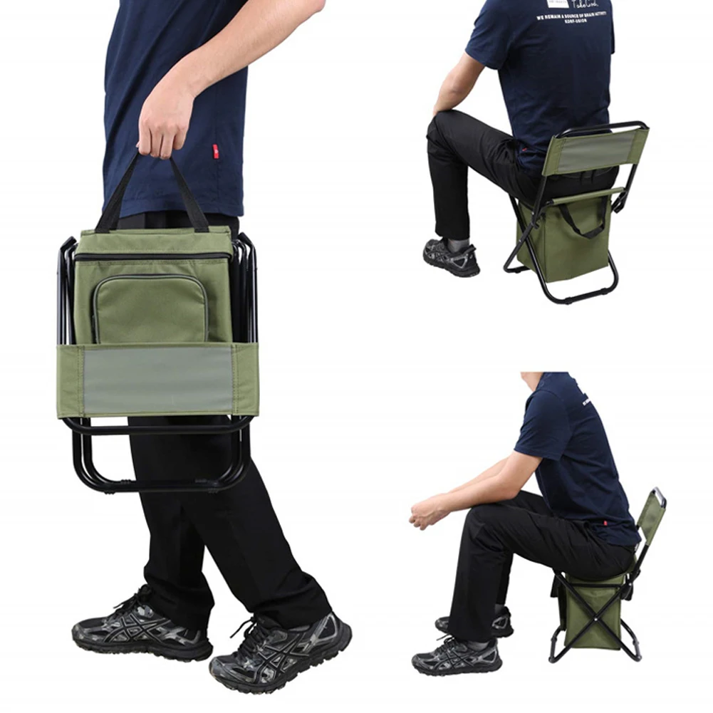 Outdoor Folding Chair Portable Ice Cooler Bags Hiking Camping Fishing Seat Stool - £16.01 GBP+