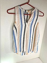 A New Day Womens Sz XS Striped Sleeveless TankL Top Shirt Hi Low Hem blue orange - £6.33 GBP