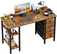 Lufeiya 47 Inch Desk With 4 Drawers &amp; Storage Shelves, Writing, Rustic B... - $90.97