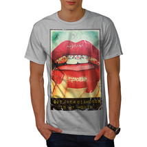 Wellcoda Lips Girl Nail Fashion Mens T-shirt, Lip Graphic Design Printed Tee - £14.87 GBP+