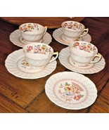 9 Pc VTG ENGLAND Royal Doulton Grantham D 5477 Teacup &amp; Saucer Set PLEAS... - €42,68 EUR