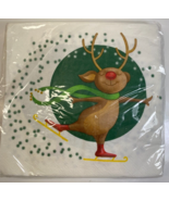 Vintage Holiday On Ice 20 Christmas Reindeer Ice Skating Paper Napkins NEW - £9.66 GBP