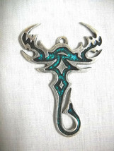 Tribal Tattoo Scorpion Tattoo W Teal Blue Inlay Pewter Pendant Adj Necklace - £11.21 GBP