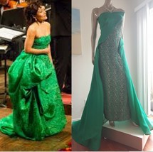 $6,000 Rubin Singer Stunning Silk Green Silver Evening Dress Gown Us 2 - £707.23 GBP