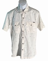 EDDIE BAUER Men&#39;s Short Sleeve Button Down Tents Shirt White Medium - $14.50