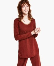 MSRP $90 Inc Chain-Embellished Tunic Sweater Brown Size Medium - £9.37 GBP