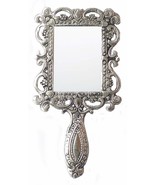 Rastogi Handicrafts German Silver Tone Purse Mirror Hand Mirrors Lovely Antique  - $19.57