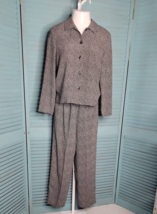 Talbots Button Up Top &amp; Pants 2 Piece Outfit Set ~ Sz 8 ~ Black &amp; Beige ... - £53.07 GBP