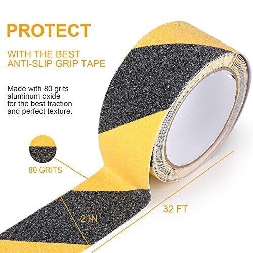 Anti Slip Grip Tape for Stairs Outdoor/Indoor Waterproof, 2Inch x Black