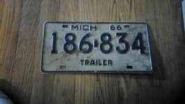 1966 ORIGINAL MICHIGAN STATE TRAILER LICENSE PLATE 186-834 VINTAGE VEHICLE - $29.55