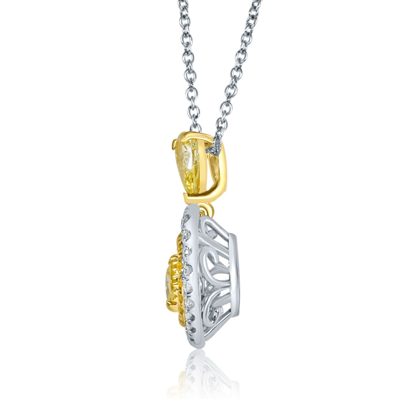 0.76 TCW Fancy  Yellow Heart Diamond Pendant Necklace 14k Two Tone Gold Item image 10