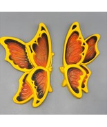 Vtg Statuary Yellow Orange Butterfly Wall Decor Set Of 2 - $21.67