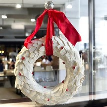 Starbucks White Leaf Wreath 18&quot; Christmas Holiday Advertising Store Disp... - $149.56