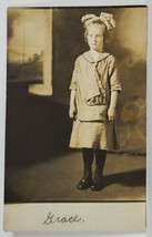 RPPC Young Girl Large Hair Bow Grace Paige c1910 Photo Postcard R3 - £6.33 GBP