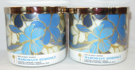 Bath &amp; Body Works 14.5 oz 3-wick Scented Candle Lot Set of 2 MAHOGANY COCONUT - £51.53 GBP