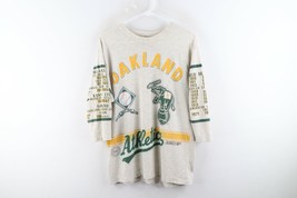 Vtg 90s Mens Large Oakland Athletics All Over Print 3/4 Sleeve T-Shirt USA Gray - £86.42 GBP