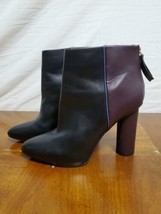 Cabi Bisset Leather Black Mulberry Color Block Booties Boots Size 10 Shoes - $25.19