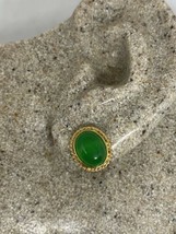 Jade Vert Vintage Deco Boucles D&#39;oreilles En Or Bronze - £35.69 GBP