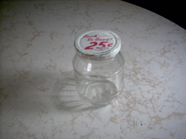 Vintage Small Oooh so good! Clear Glass Pickle/Candy/Jelly Jar w-Metal Lid Rare - £11.81 GBP