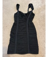 BCBG Max Azria Tiered Adjustable Ruffled Formal Bandage Dress Black Size XS - £21.77 GBP