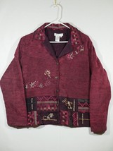 Coldwater Creek Jacket Size 16  Red Patchwork Embroidered - £15.95 GBP