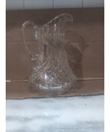 Lead Crystal Pitcher, Cut crystal pattern with Starburst Pattern 9” - £23.35 GBP
