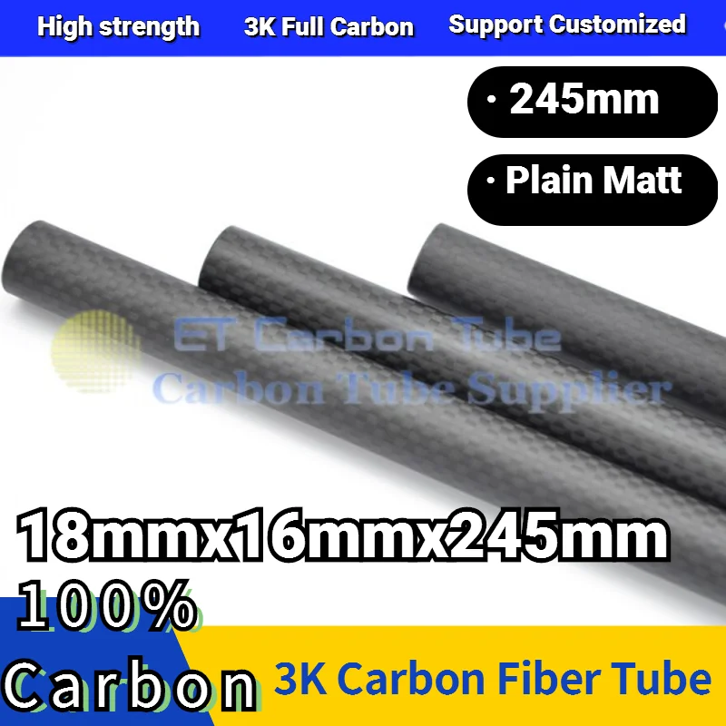1-2pcs 3K Carbon Fiber Tube OD 18mmx ID16mmxLength 245mm Roll Wrapped Ma... - £12.50 GBP+