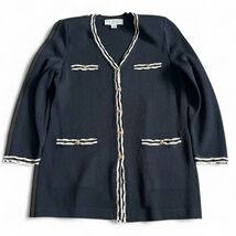 Vintage St. John Women’s Jacket Sz 2 Black Santana Knit Gold Details Mad... - $137.97 CAD