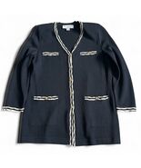 Vintage St. John Women’s Jacket Sz 2 Black Santana Knit Gold Details Made USA - $98.95