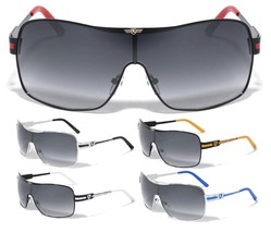 Khan Wrap Around One Piece Shield Lens Aviator Sunglasses Sport Retro Designer - £7.43 GBP+