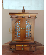 Wood Temple Brown Polish White LED Penal Home temple - $256.61+