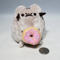 Gund Pusheen 4&quot; Light Brown Plush Cat Holding Donut with Pink Icing 6058... - £7.01 GBP