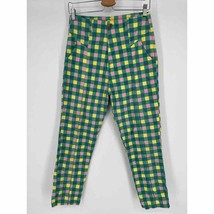 Lucy &amp; Yak Camdon High Waist Trousers Sz 30 Green Pink Yellow Gingham Dopamine - £39.38 GBP