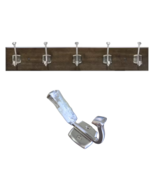 Textured Choice Oak 27&quot; Hook Rack  5 Satin Nickel Beveled Hooks Clothes Bag - $51.86 CAD
