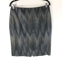 Ann Taylor Pencil Skirt Ikat Cotton Blend Gray Black Size 10 - £7.71 GBP