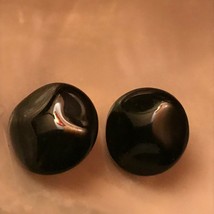 Estate Classic Round Slightly Faceted Black Glass Clip Earrings – 7/8th’... - $12.19
