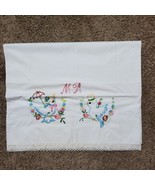 Vintage Pillow Case Cover Blue Bird Embroidery 32x20 Inch Initials MR or MA - €9,38 EUR