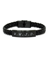 Motivational Christian Braided Leather Bracelet, W.W.J.D., Inspirational... - $24.70