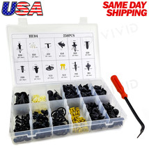 250pcs Set Plastic Rivets Fastener Fender Bumper Push Clips with Tool fo... - £15.79 GBP