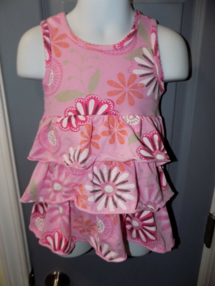 Fresh Produce Pink Flower Layered Dress Size 12 Months Girl's EUC - $17.52