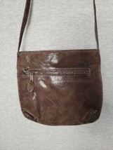 Vintage Bags By Pinky Genuine Leather Brown Shimmery Crossbody Strap Pur... - $45.53
