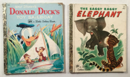 Lot 2 vtg Little Golden books Saggy Baggy Elephant + Donald Duck&#39;s Toy Sailboat - £7.43 GBP