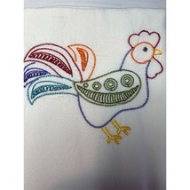 Dishtowel Folksy Chicken Machine Embroidered Handmade 100% Cotton 32&quot; x ... - $9.89